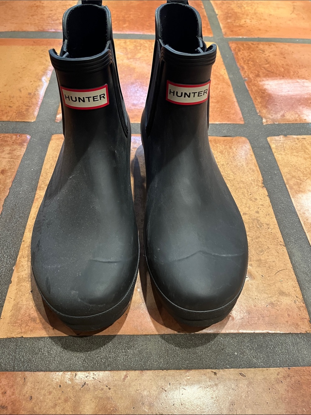 Hunter Women’s Original Black Chelsea Rain Boots.